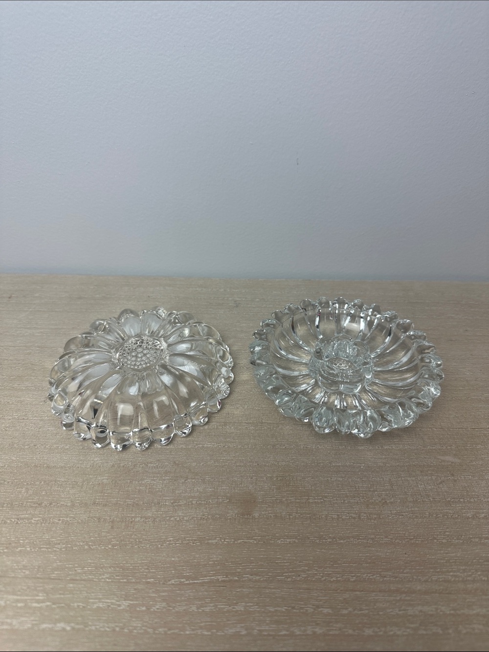 Vintage Hazel Atlas Glass Daisy Candle Stick Set
